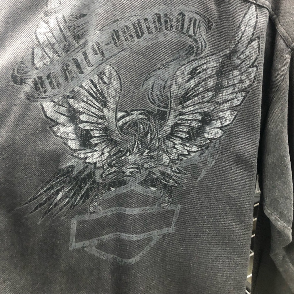 Harley Davidson Long Sleeve Button Up Shirt, Men’s L, Distressed Graphics